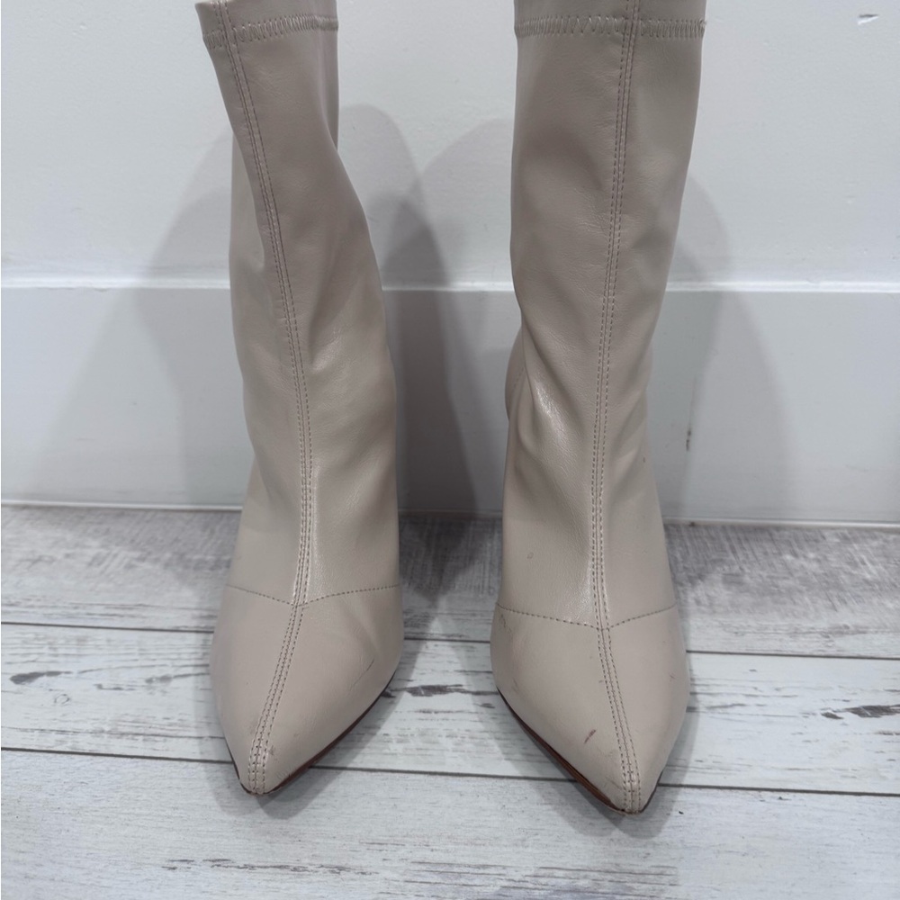 PrettyLittleThing Cream Ankle Boots